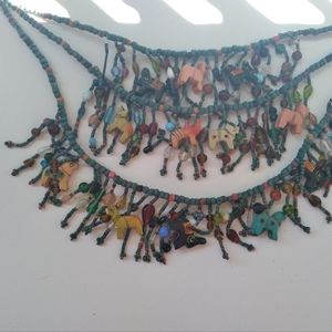 Vintage, handmade beautiful wooden carved ethics multicolor animal bead